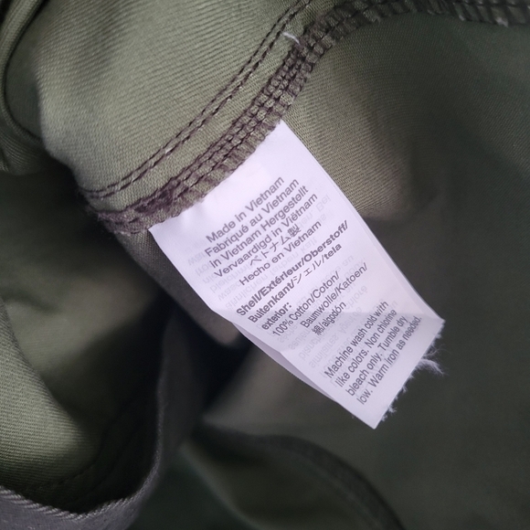 J Crew Downtown Field Jacket Resin Coated Twill Olive Green Zip-Up Coat Size XS - Picture 6 of 8